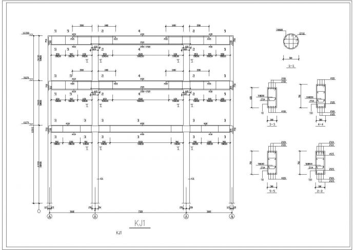 砖混框架结构办公楼施工图（CAD，9张）_图1