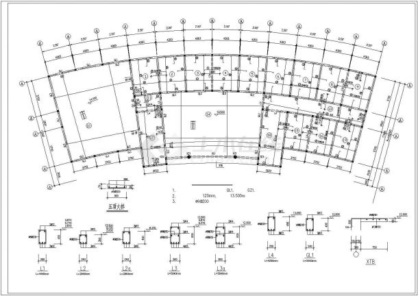 砖混框架结构办公楼施工图（CAD，9张）-图二