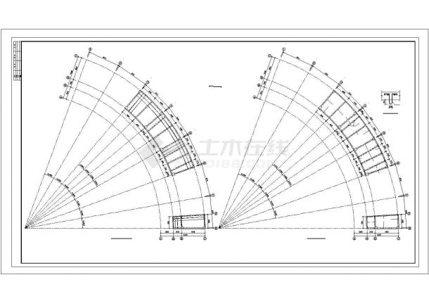 9层弧形框架结构办公楼结构施工图（CAD、14张）-图一