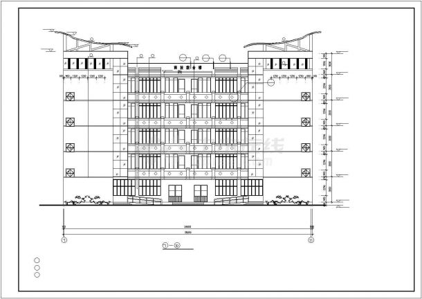 南京垂阳小学2100平米5层框架结构教学楼平面设计CAD图纸-图一