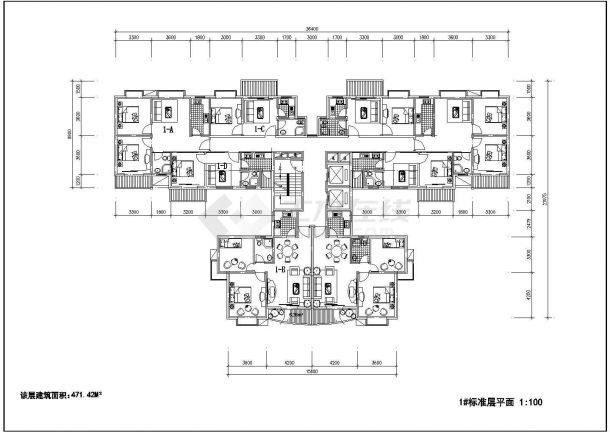 多层住宅户型设计施工CAD图-图二