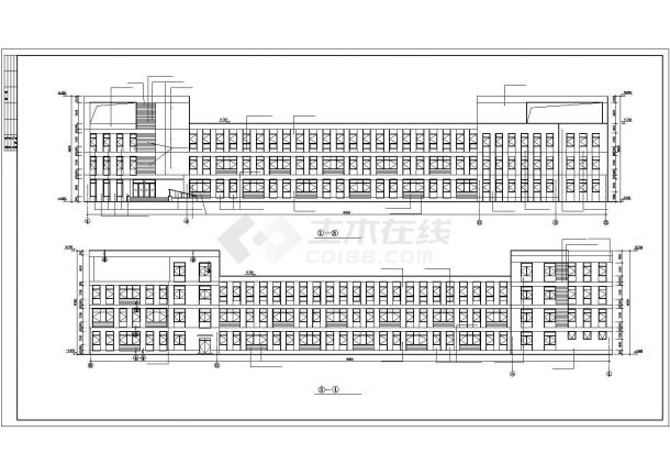 烟台市劳动南路某中学4层框架结构教学楼全套建筑设计CAD图纸-图一