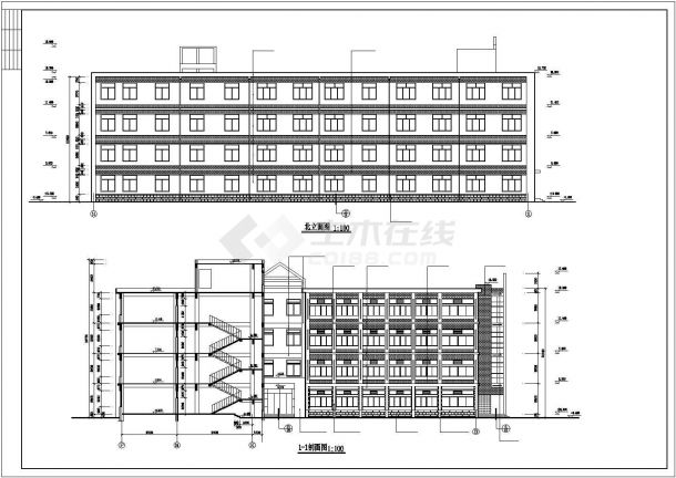 石家庄市思旸中学5500平米4层框架结构教学楼全套建筑设计CAD图纸-图一