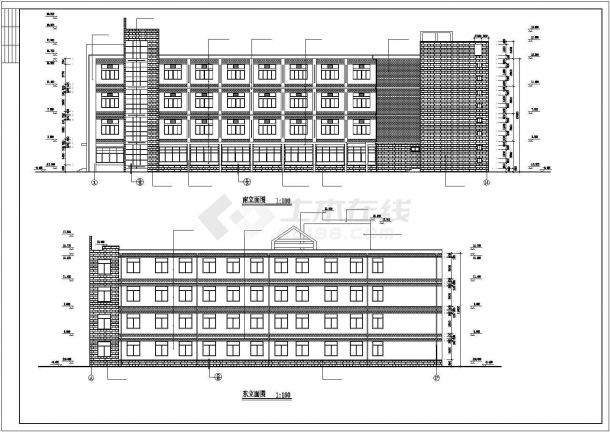石家庄市思旸中学5500平米4层框架结构教学楼全套建筑设计CAD图纸-图二