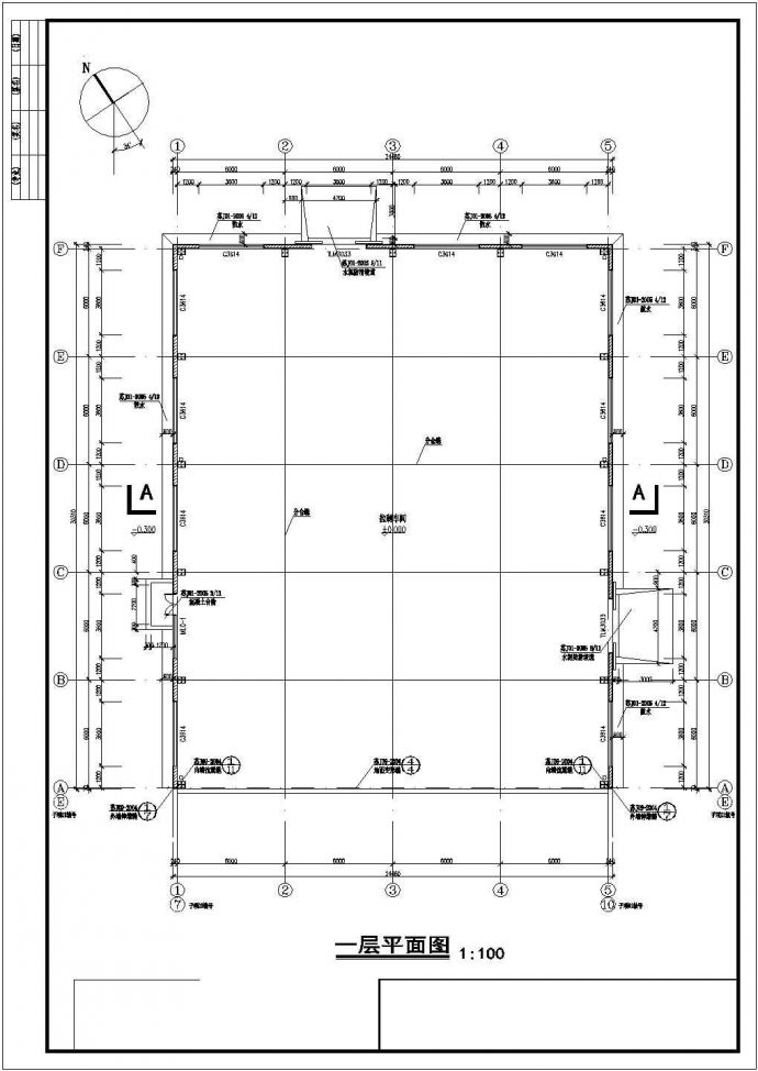 门式刚架小厂房装修CAD平面布置参考图_图1