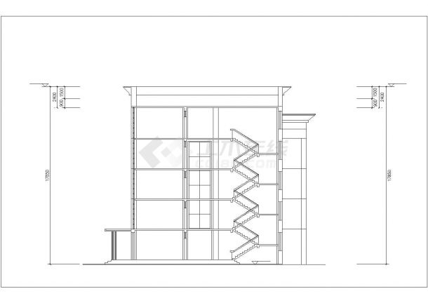 铁岭市某实验中学4+1层框混结构教学综合楼建筑设计CAD图纸-图二