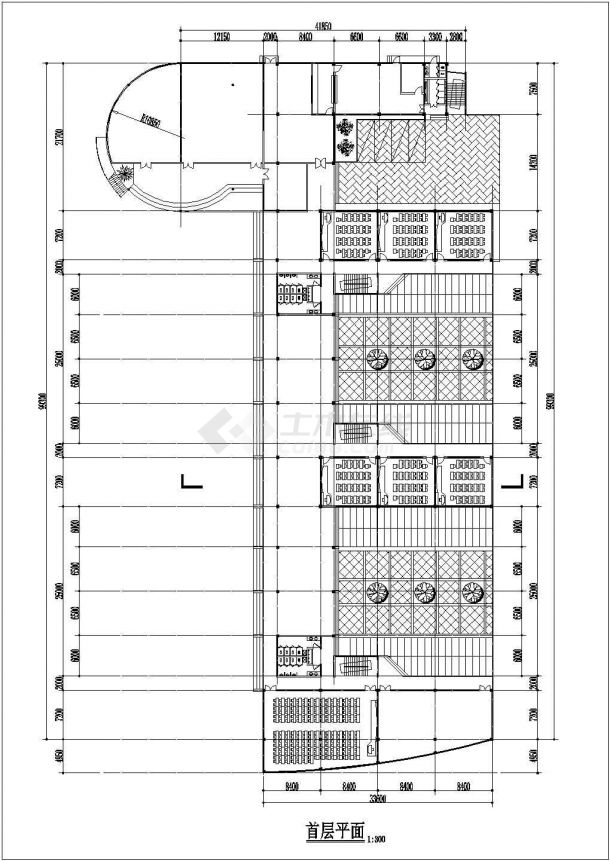 淮北市建设路南路某中学4层框架结构教学楼建筑设计CAD图纸-图一