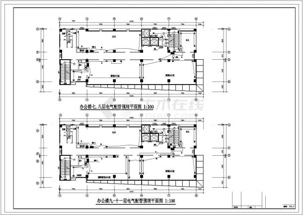 某地办公楼水电施工CAD竣工图-图一