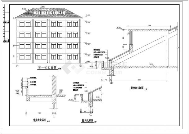 某中学教学楼建筑全套施工图（CAD，26张图纸）-图一