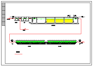 浙江某县主动增氧型净化池人工湿地处理农村生活污水工程cad设计图纸
