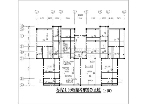 肇庆市丽锦家园小区7层框混结构住宅楼全套结构设计CAD图纸-图一