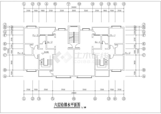 潜江市某市政单位家属院7层住宅楼给排水系统设计CAD图纸-图二