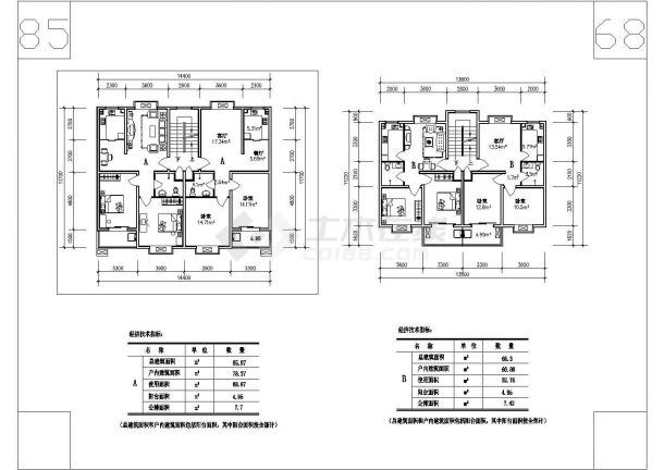济宁市紫春花园小区经典实用的平面户型设计CAD图纸（25张）-图一