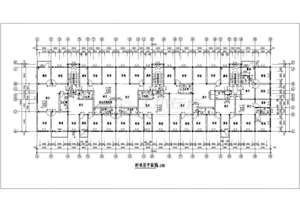 哈尔滨市某安置小区7层框混结构住宅楼全套平面设计CAD图纸-图二