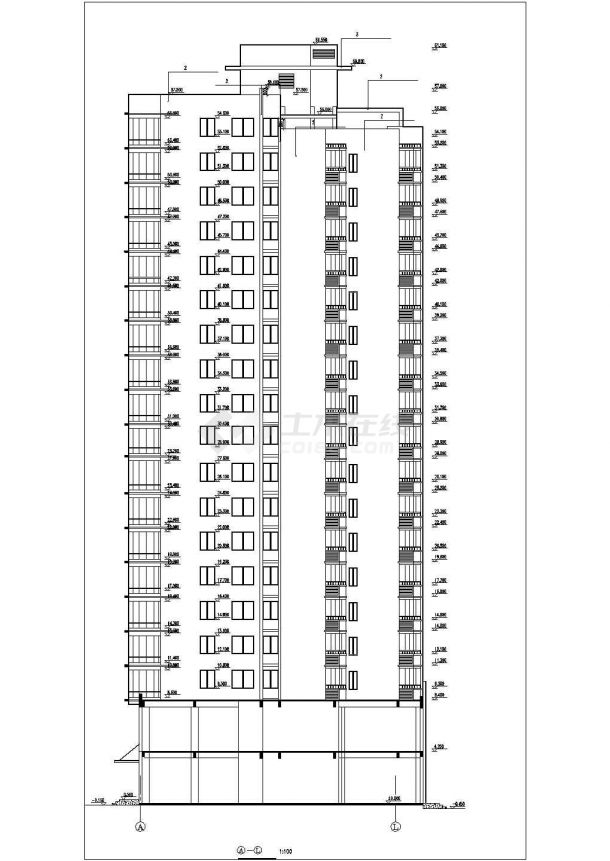 衢州市某高档社区18+1层剪力墙结构住宅楼建筑设计CAD图纸（含跃层）-图一