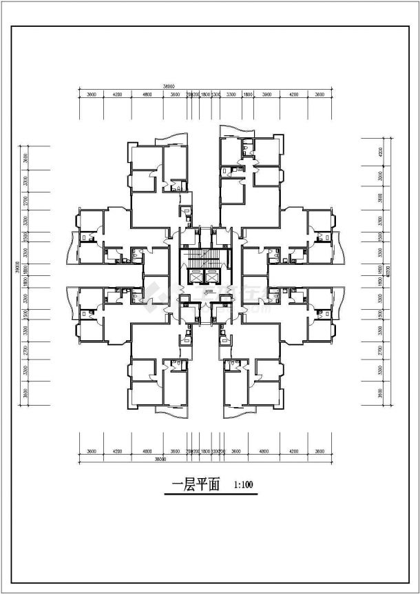 泰州市新府花园小区25层框剪结构住宅楼建筑设计CAD图纸（含机房层）-图一