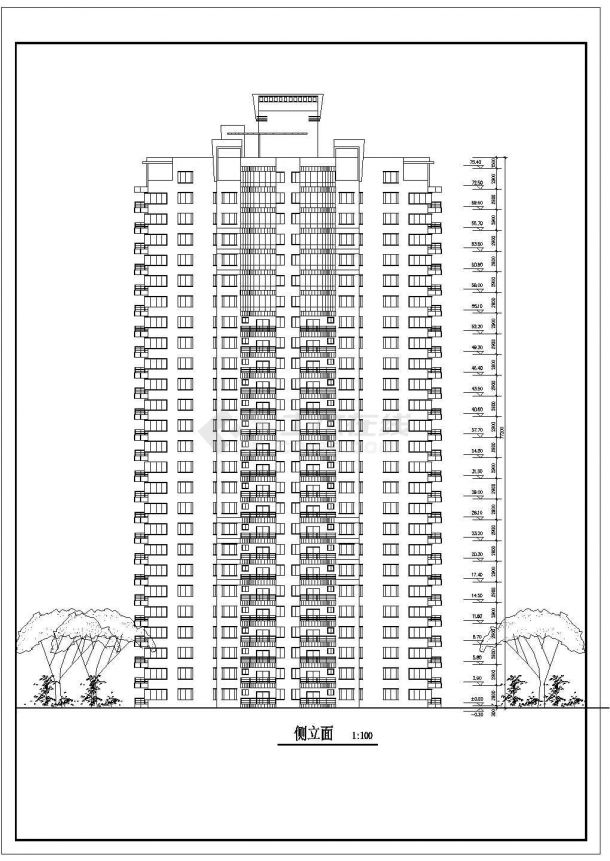 泰州市新府花园小区25层框剪结构住宅楼建筑设计CAD图纸（含机房层）-图二