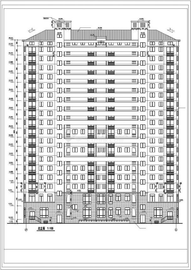 1.2万平米15层框架结构住宅楼全套建筑设计CAD图纸（含机房层和地下车库）-图二