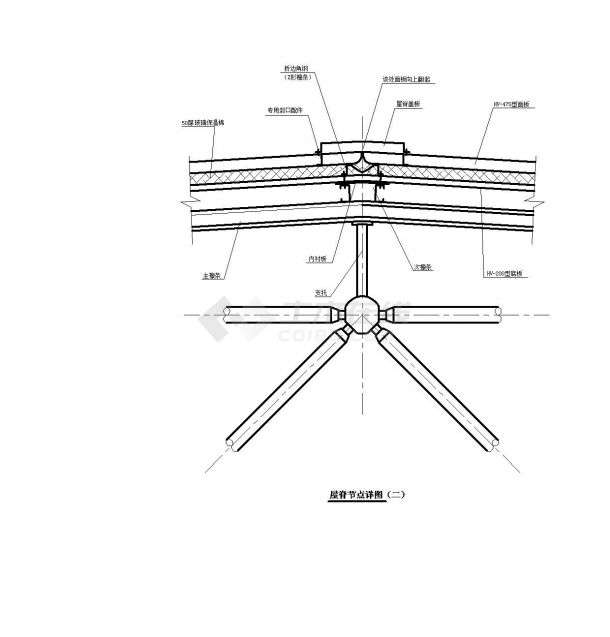某钢结构节点精选之网架屋面节点CAD规划详图-图二