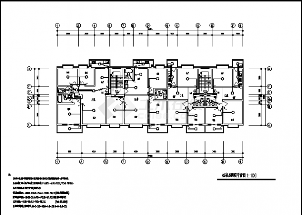 大庆市某多层住宅楼电气系统设计施工cad图纸-图二