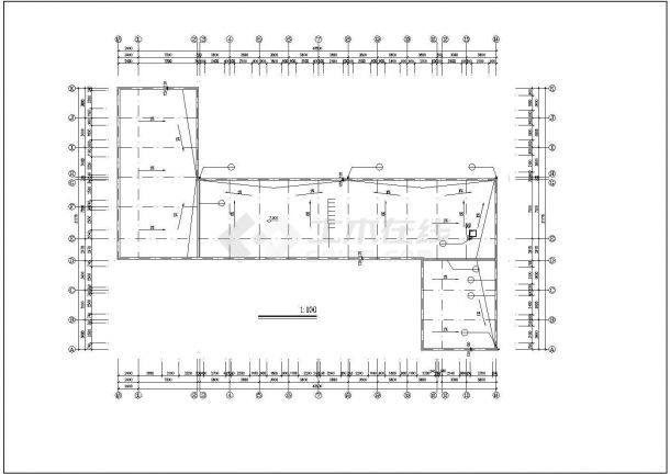 1130平方米2层砖混结构教学楼建筑设计施工cad图，共七张-图二