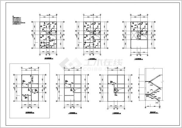 杭州市春申花园小区3层框架结构民居别墅楼建筑+结构设计CAD图纸-图二