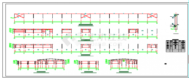 21m-15m跨单层轻型钢结构门式刚架结构结施cad图纸-图一
