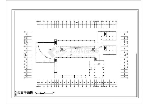 某五层学校教学楼单体建筑施工cad图(含总平面图，共十一张)-图一