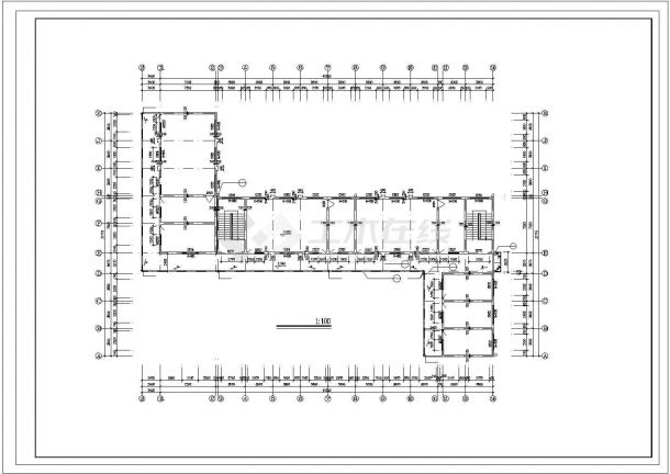 某1130平方米两层砖混结构小学教学楼建筑设计方案图纸(CAD，7张图纸)-图二