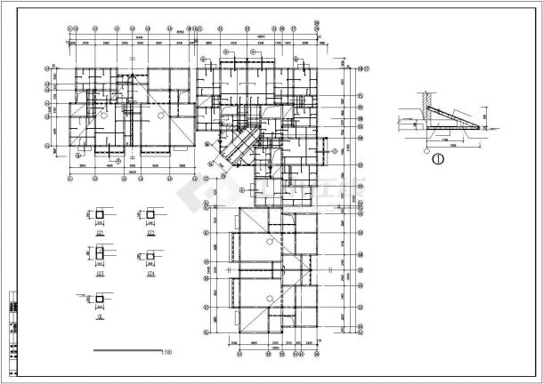 汉中市天香花园小区6+1层砌体结构住宅楼全套结构设计CAD图纸-图二