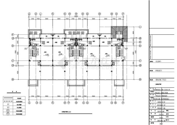 某半地下层地上3层4户型联排别墅给排水施工设计CAD图-图二