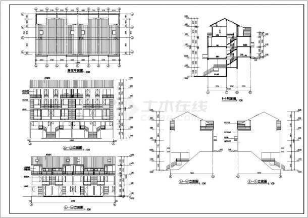 多层简约式住宅建筑施工平立面CAD参考详图-图一