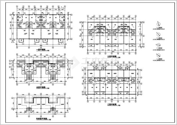 多层简约式住宅建筑施工平立面CAD参考详图-图二