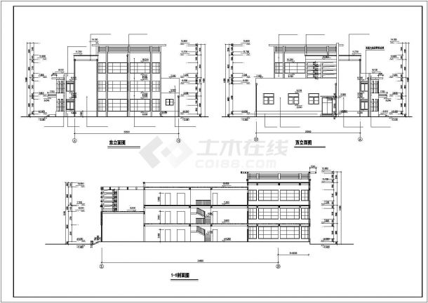 玉溪市某居住区1500平米3层钢混框架结构娱乐休闲会所建筑设计CAD图纸-图二
