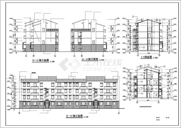 汉中市汉台区金桥家园小区4层砖混结构民居住宅楼建筑设计CAD图纸-图一