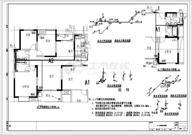 [安徽]高层住宅小区及其配套建筑给排水施工图（含设计和施工说明）-图一