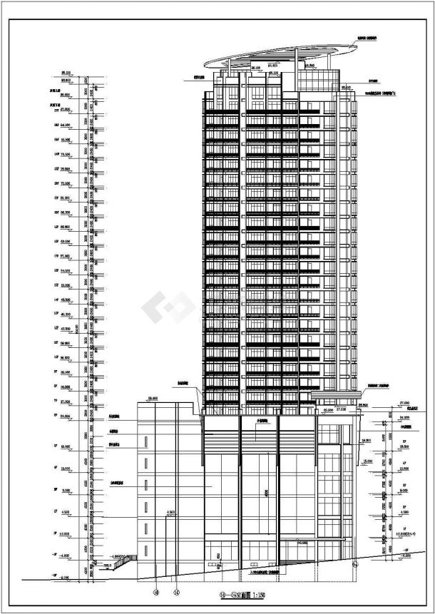 南昌市某现代化小区27+1层框剪结构商住楼建筑设计CAD图纸（1-5层商用）-图一
