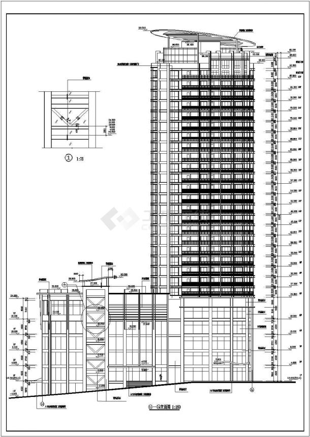南昌市某现代化小区27+1层框剪结构商住楼建筑设计CAD图纸（1-5层商用）-图二