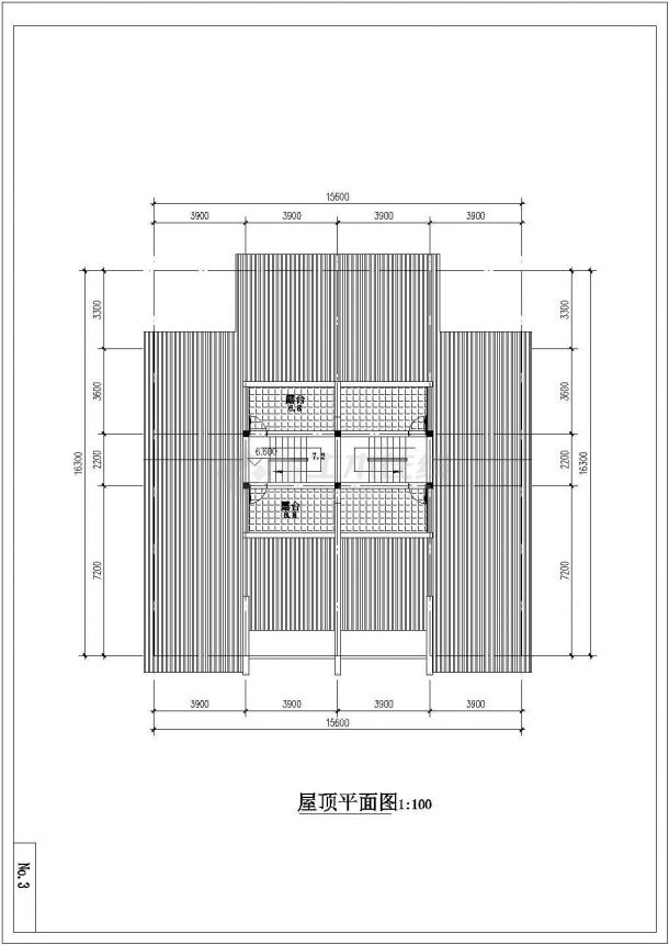 三亚市某小区2层框混结构双拼式独栋别墅建筑设计CAD图纸（每户220平米）-图一