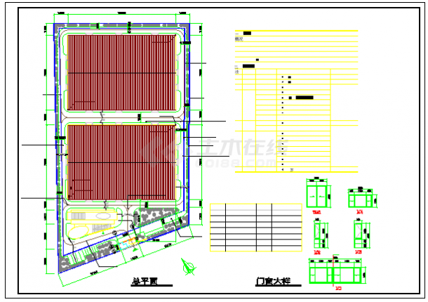 某厂区大门及传达室cad设计施工图含效果图-图二