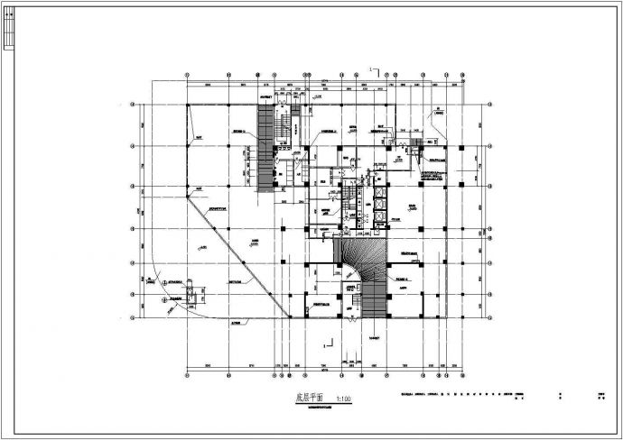 某多层商务住宅全套建筑设计CAD平面布置图_图1
