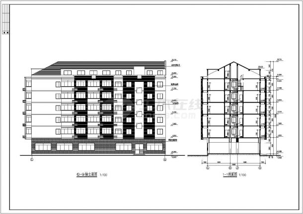 江西省上饶市某多层宿舍建筑全套施工设计CAD图纸-图二
