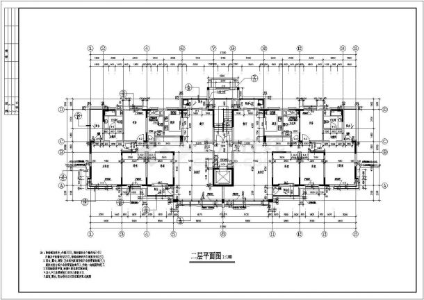 浙江省金华市某高层住宅小区建筑单体施工设计CAD图纸-图二