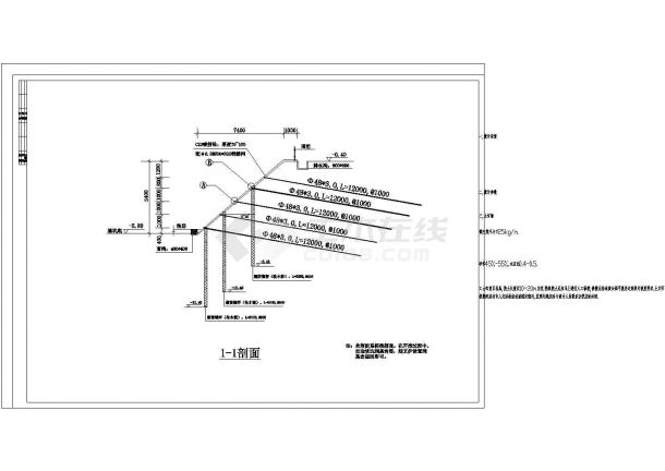某厂房深坑支护设施全套设计施工cad图（平面 剖面）-图一