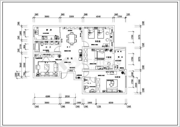 某地全套住宅装修电气CAD施工图-图二