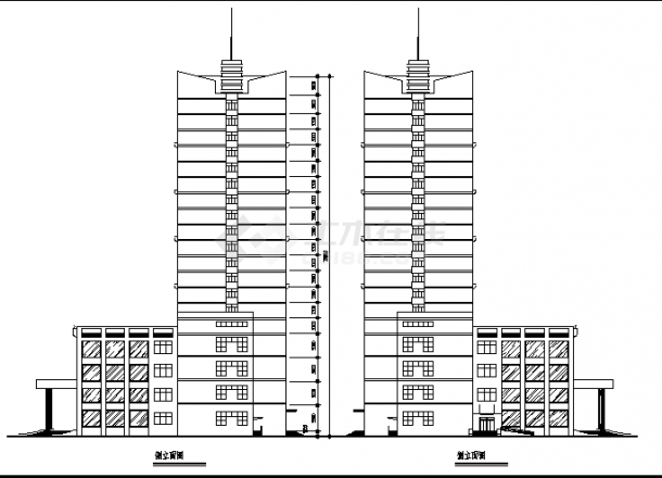 河南某高层酒店综合楼建筑设计施工cad图纸-图二