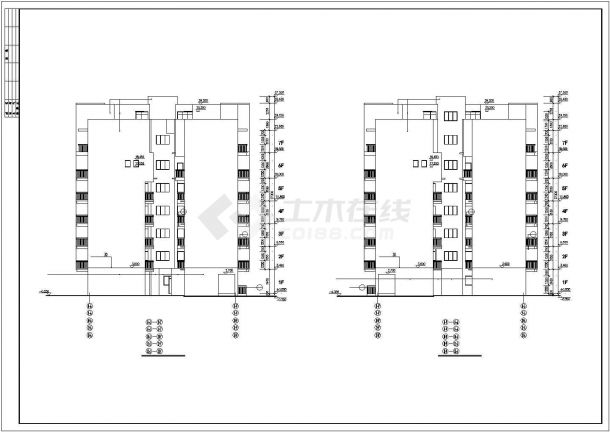 东莞市建设路某小区2500平米7层砖混结构住宅楼建筑设计CAD图纸-图一