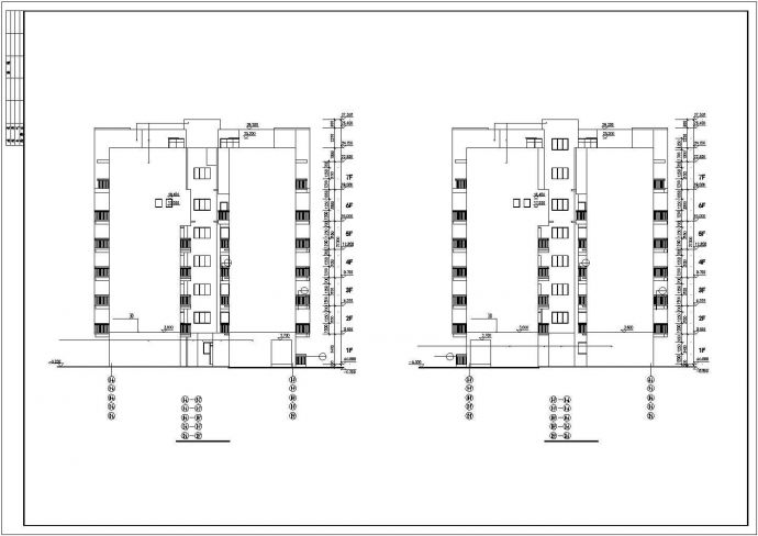 东莞市建设路某小区2500平米7层砖混结构住宅楼建筑设计CAD图纸_图1