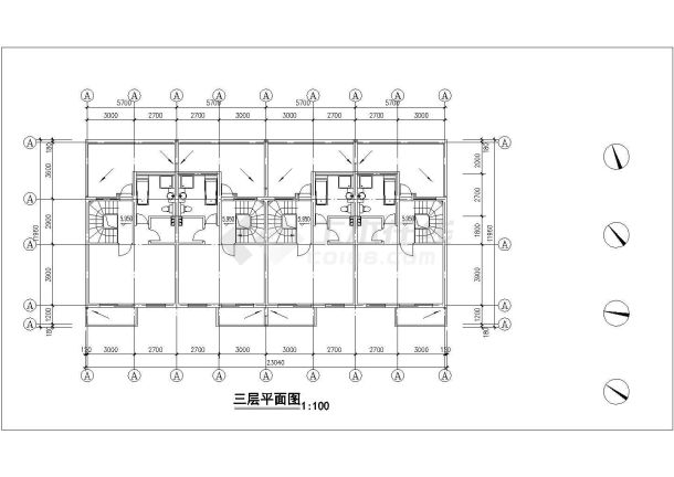 重庆市江枫俊园小区3+1层砖混结构住宅楼建筑设计CAD图纸（含夹层）-图一