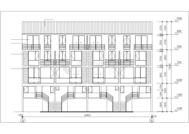 重庆市江枫俊园小区3+1层砖混结构住宅楼建筑设计CAD图纸（含夹层）-图二